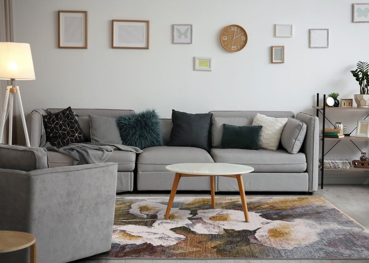 Contemporary Botanical Organic Cream Area Rug