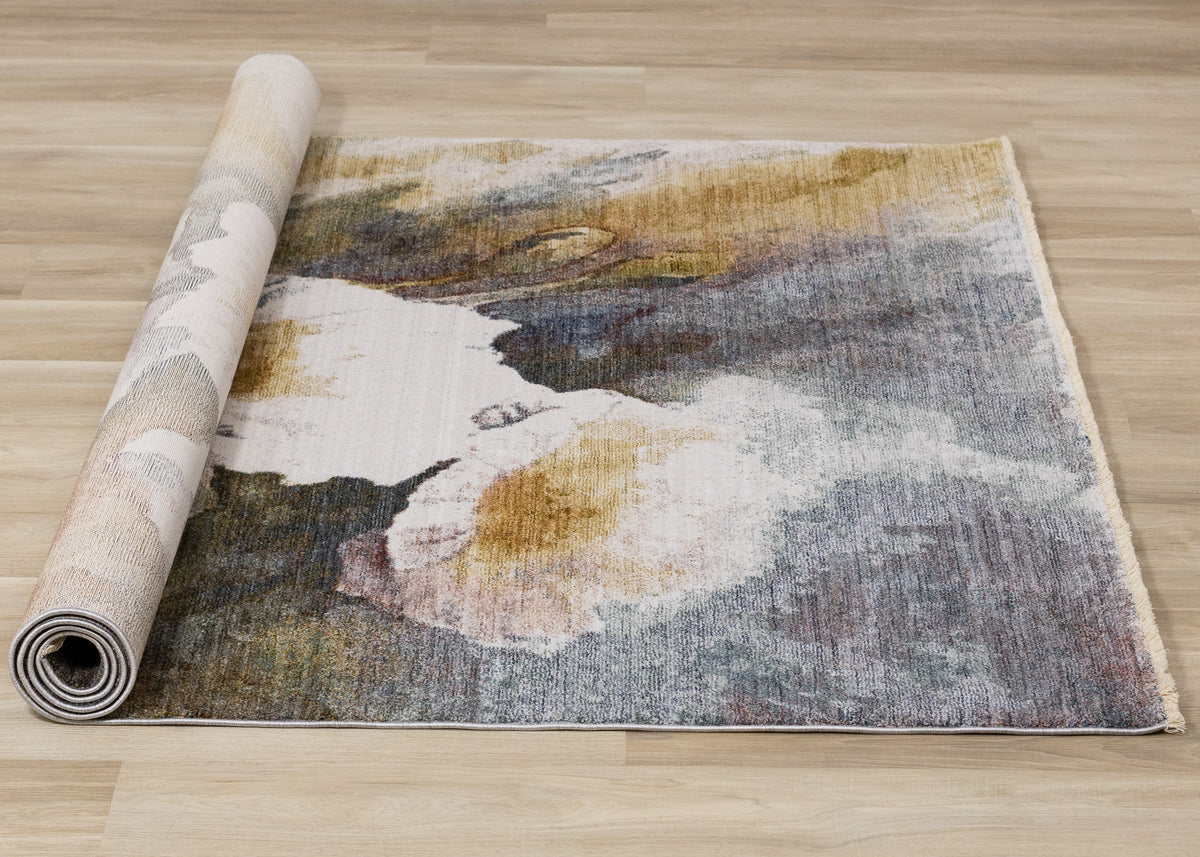 Contemporary Botanical Organic Cream Area Rug