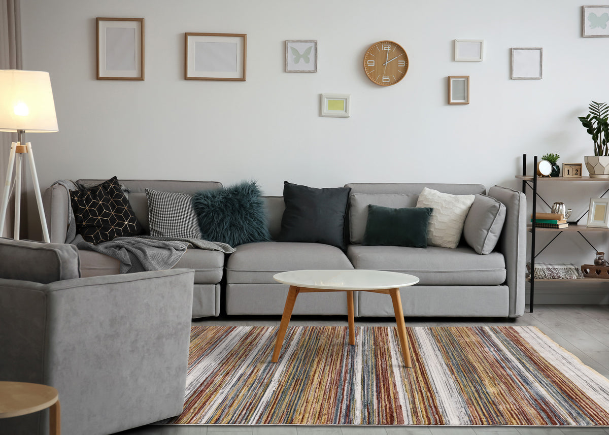 Contemporary Stripes Yellow Area Rug