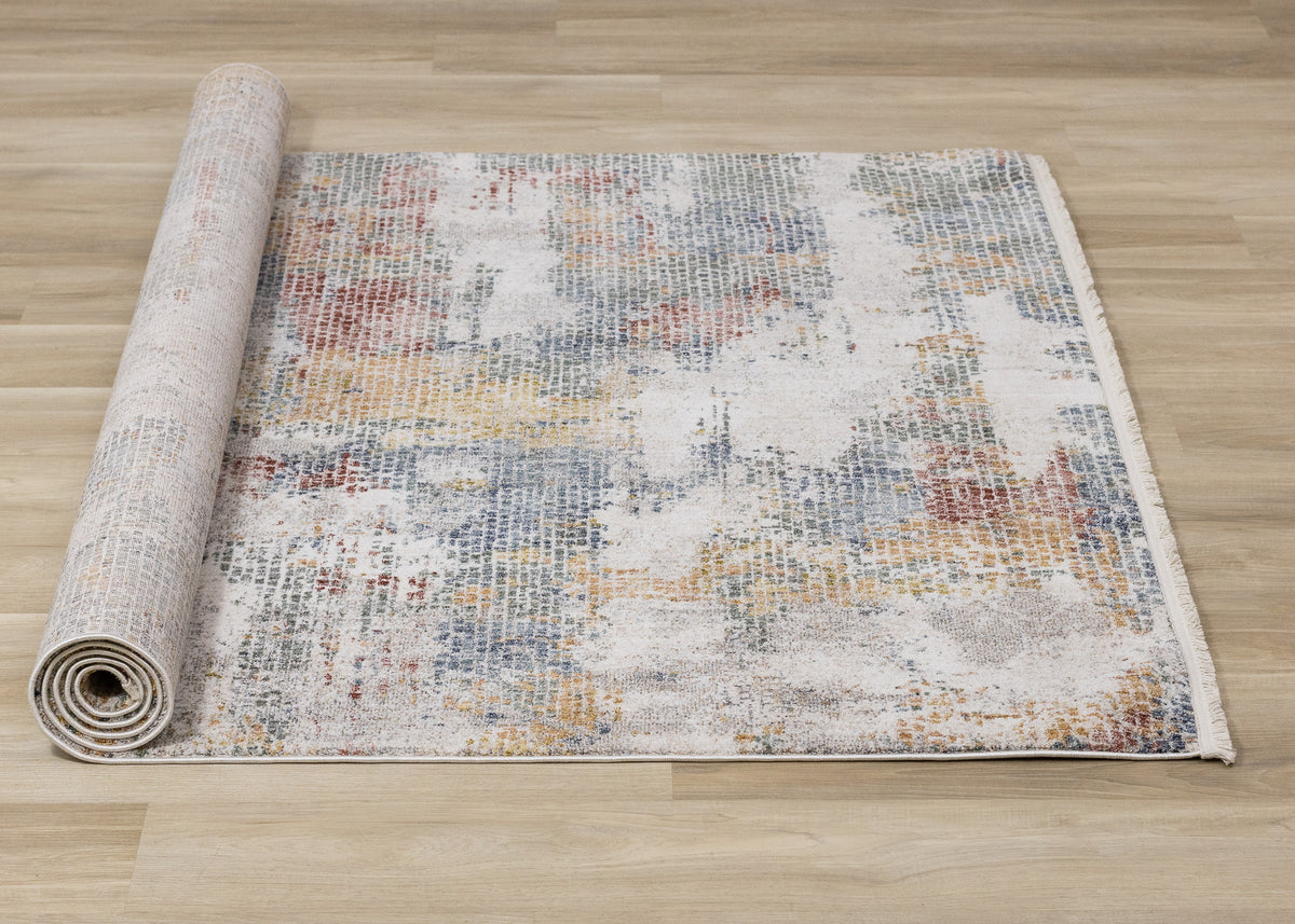 Contemporary Distressed Organic Cream Area Rug
