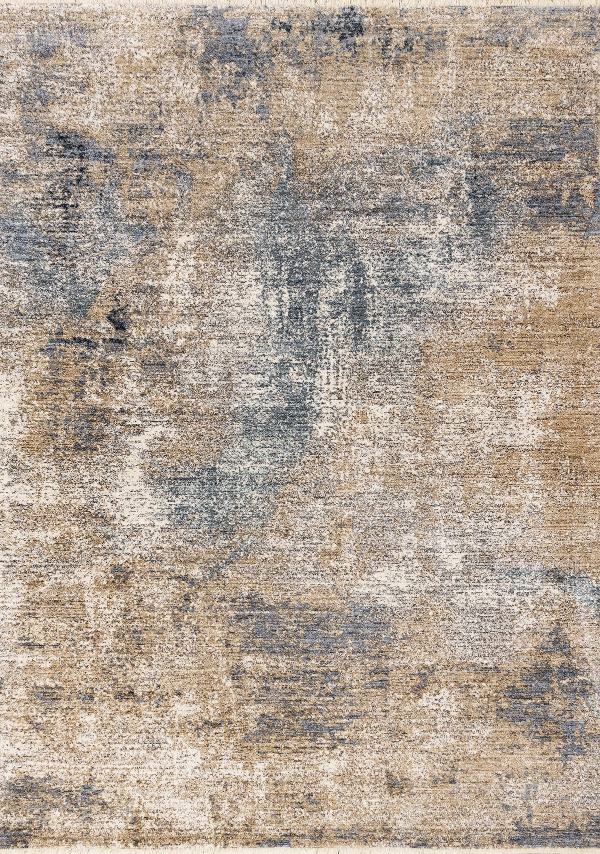 Tapis Lux à effet vintage et géométrique contemporain beige et bleu