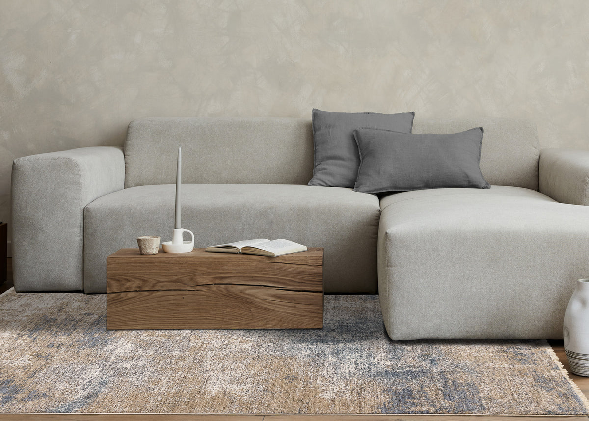 Contemporary Distressed Geometric Beige Area Rug