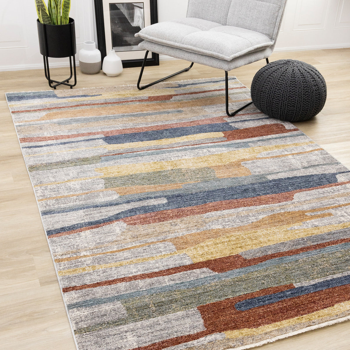 Tapis contemporain organique gris