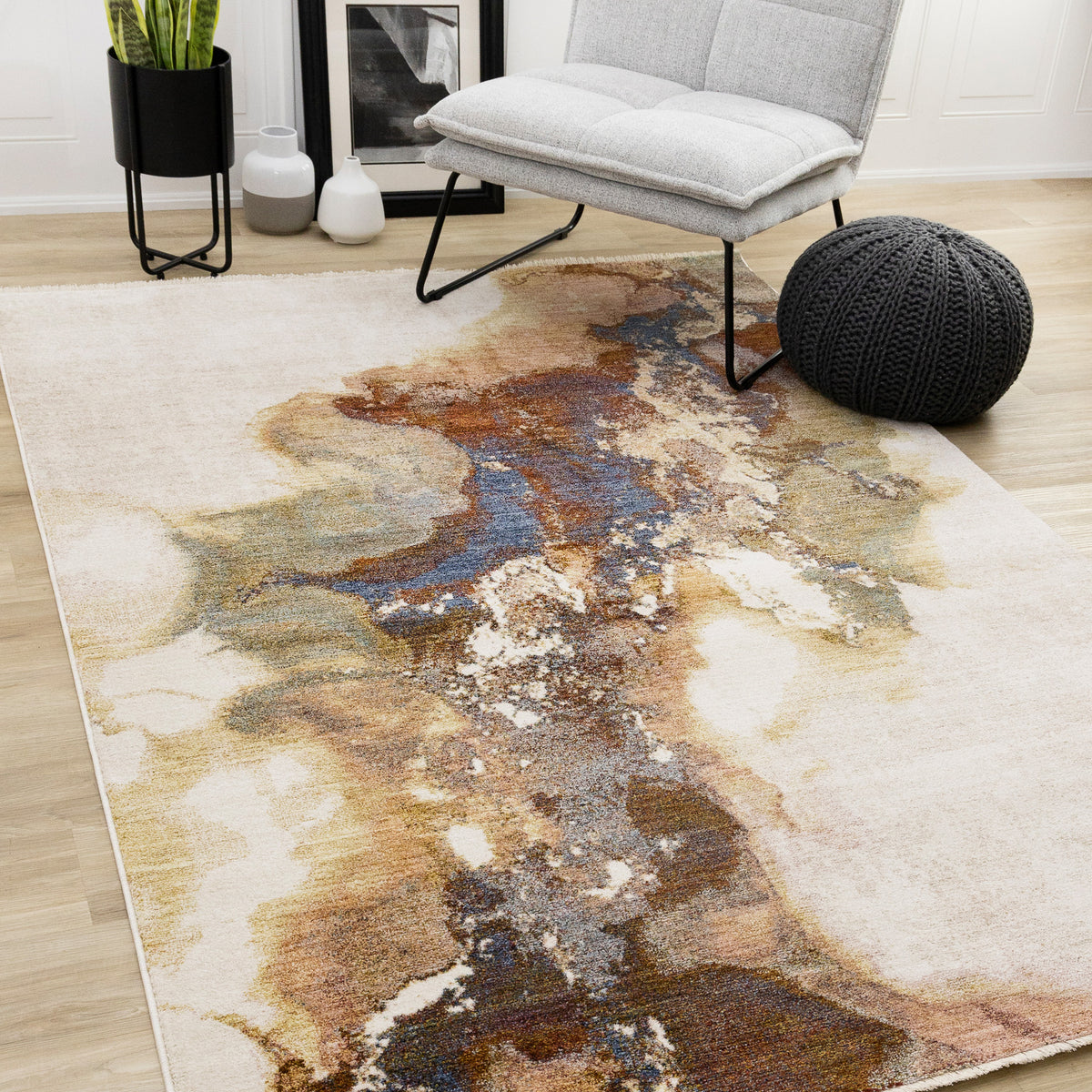 Tapis contemporain beige organique