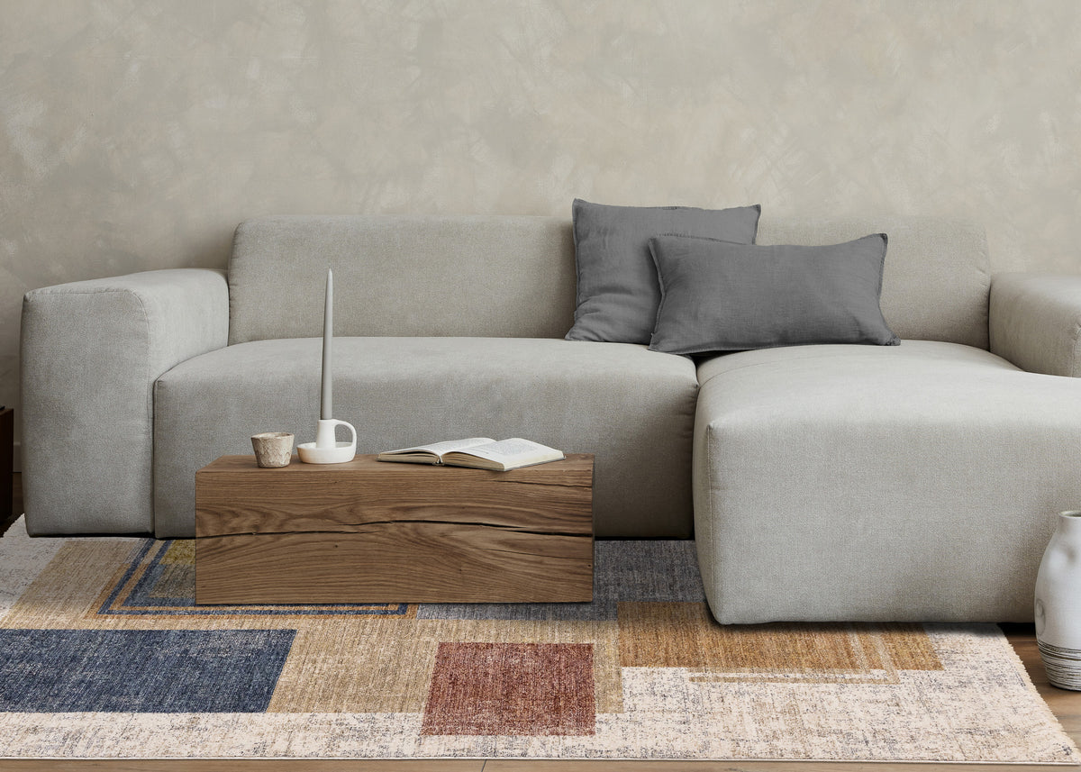 Contemporary Distressed Geometric White Area Rug