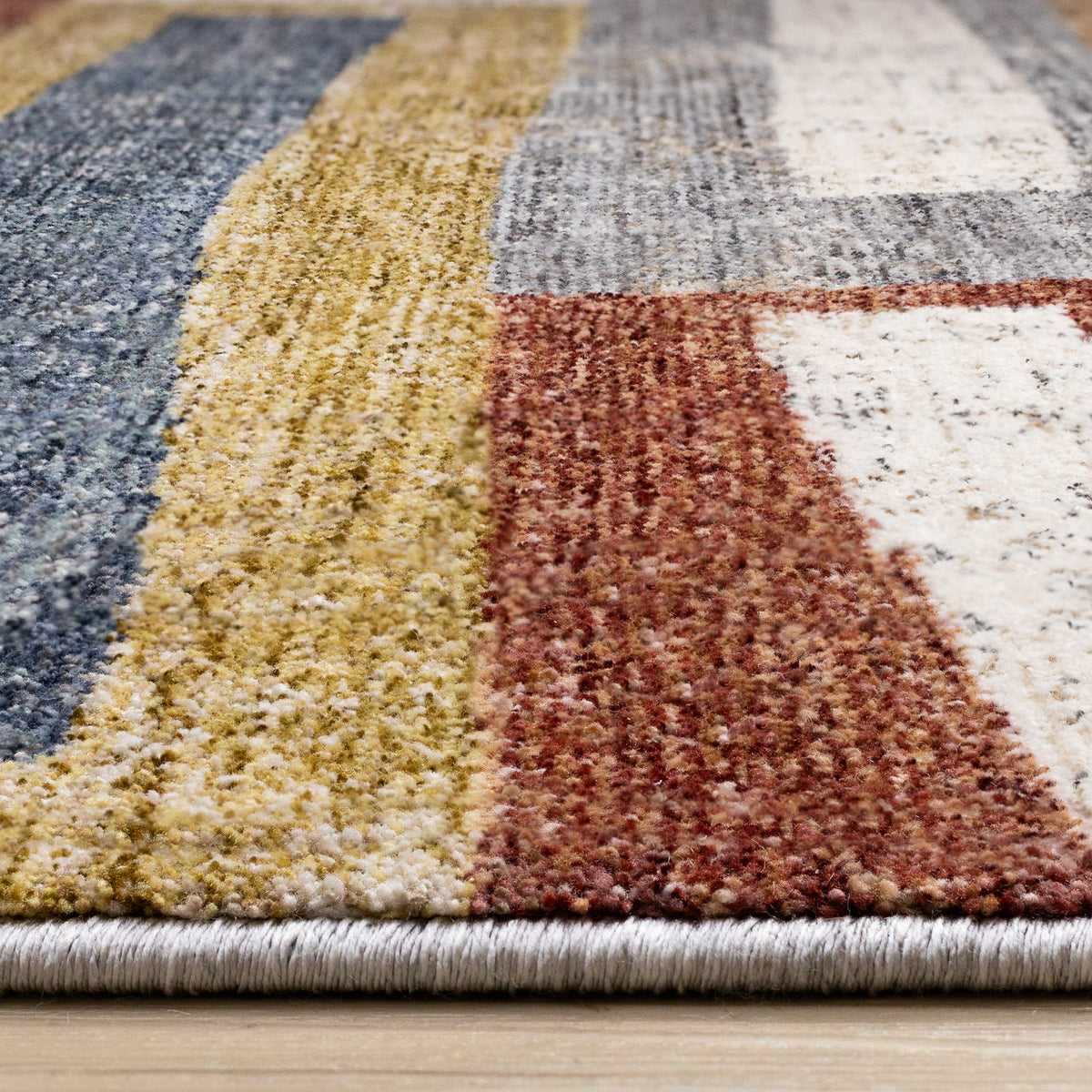 Contemporary Distressed Geometric Orange Area Rug