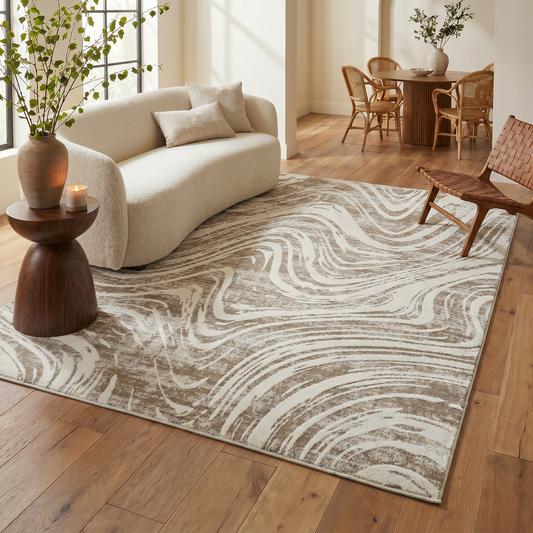 Nagisa Abstract Modern Beige and Brown Indoor Rug