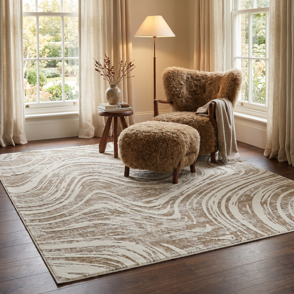 Nagisa Abstract Modern Beige and Brown Indoor Rug