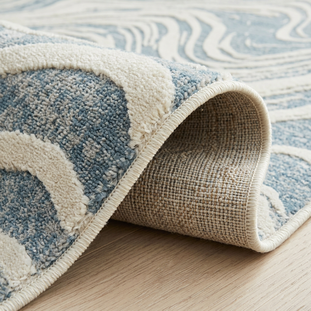 Nagisa Abstract Modern Blue and Beige Indoor Rug