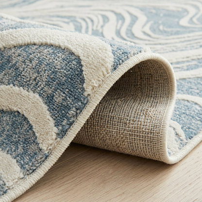 Nagisa Abstract Modern Blue and Beige Indoor Rug