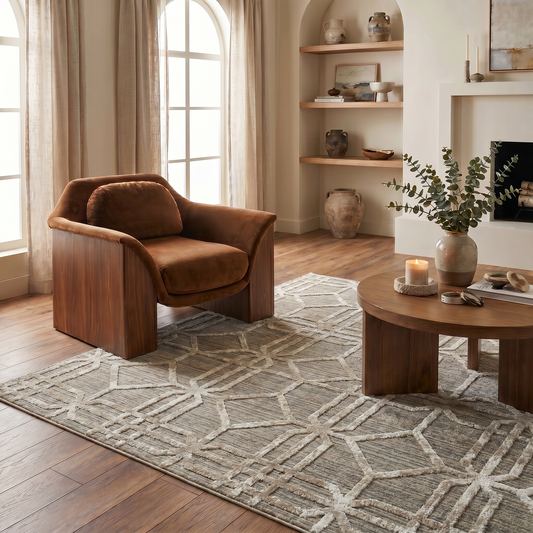 Kiona Trellis Modern Beige and Brown Indoor Rug