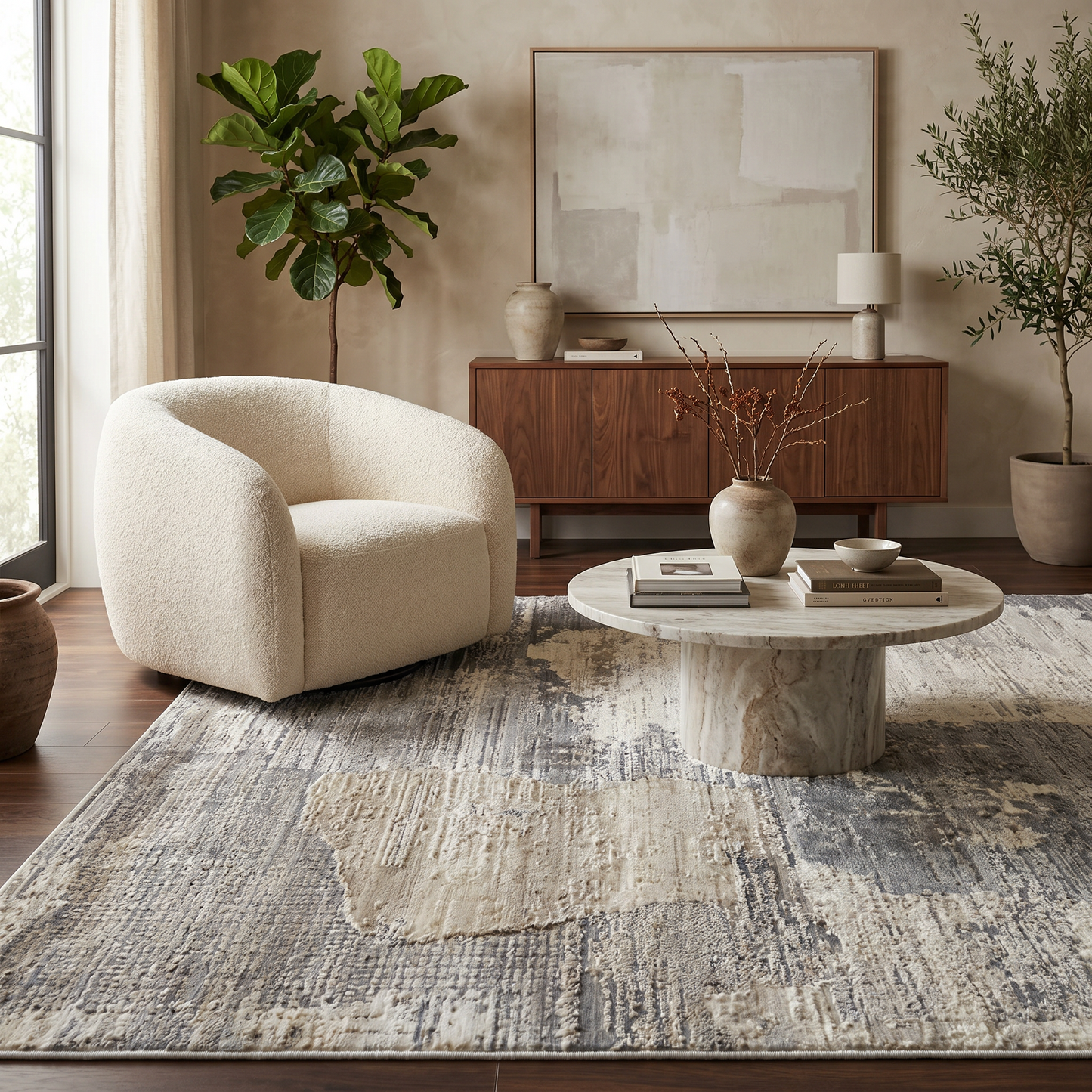 Alfombra Nomad Abstract Modern Cream