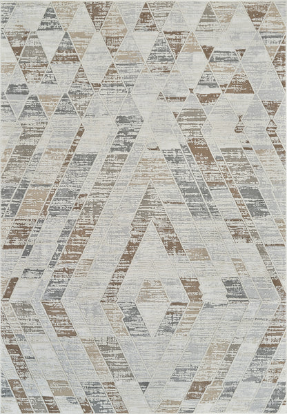 Ritu Geometric Modern Beige and Brown Indoor Rug