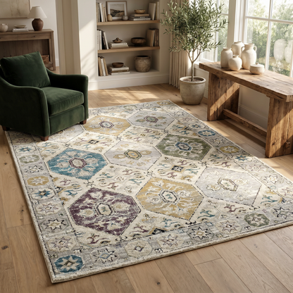 Tapis beige bohème vintage Nomad