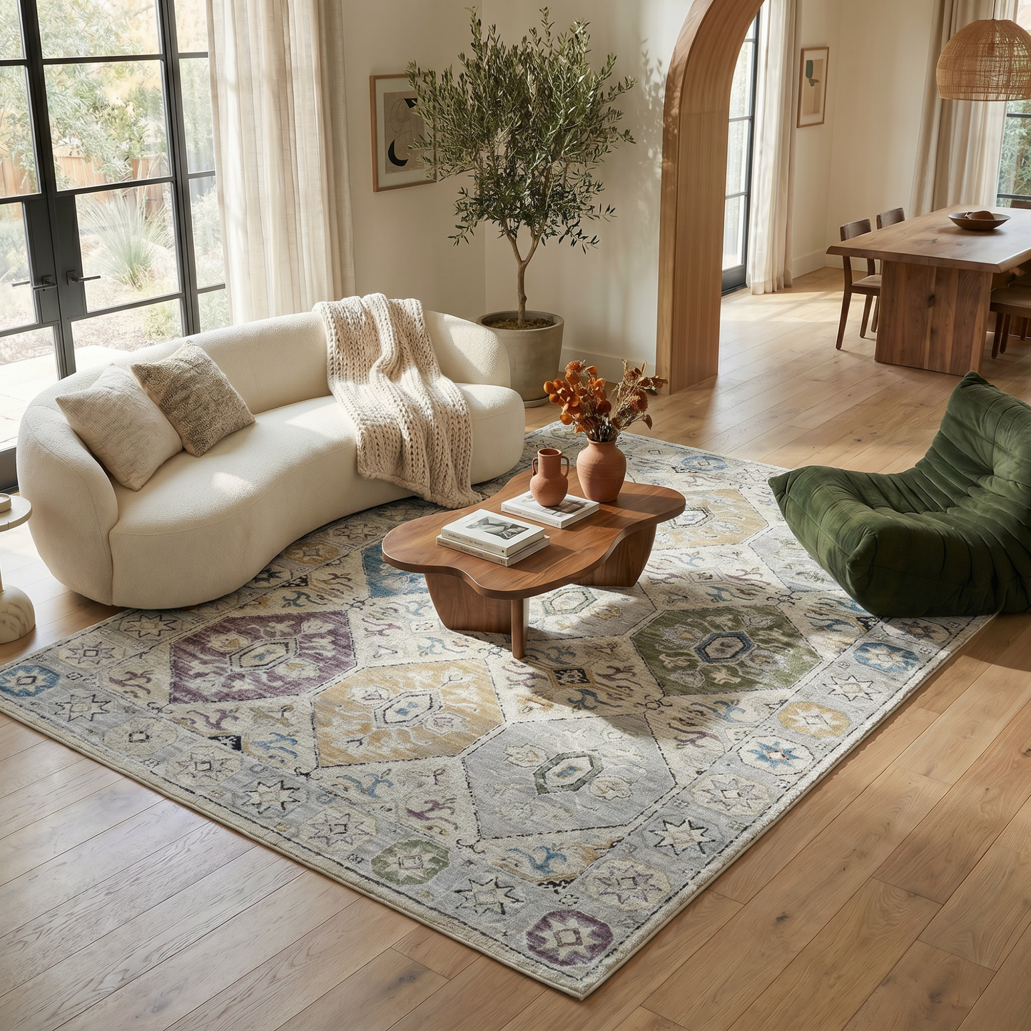 Tapis beige bohème vintage Nomad