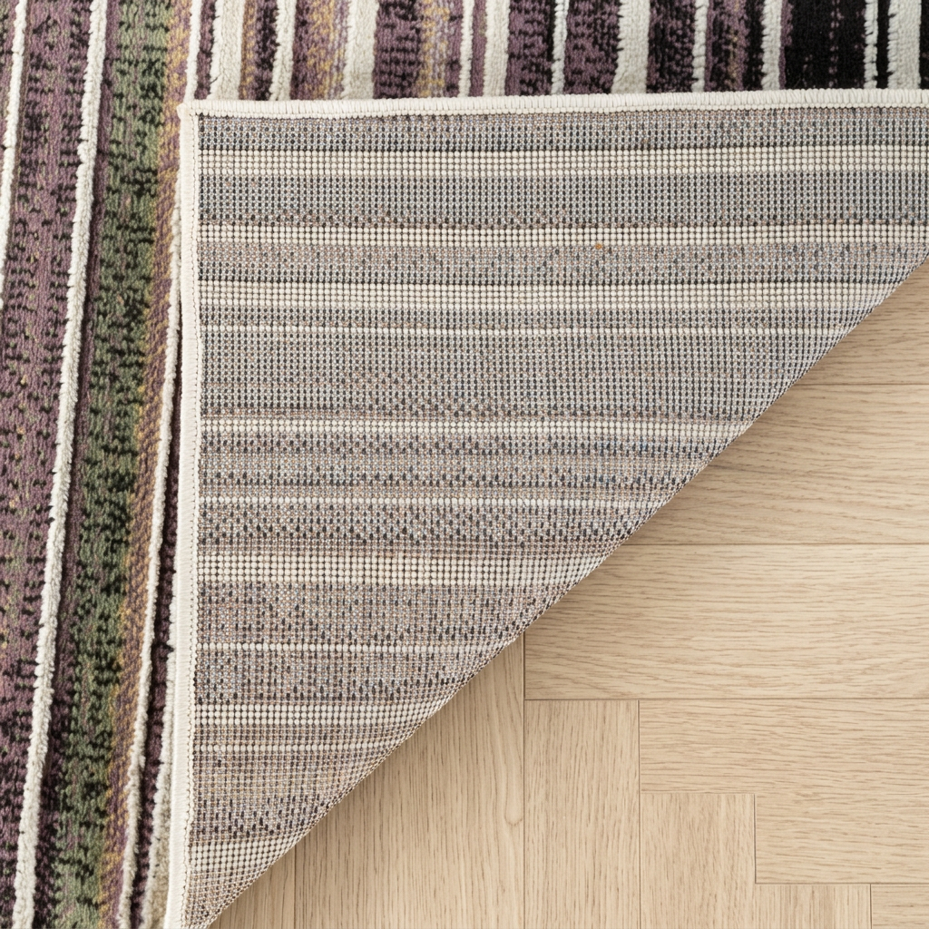 Mika Striped Contemporary Beige and Blue Indoor Rug