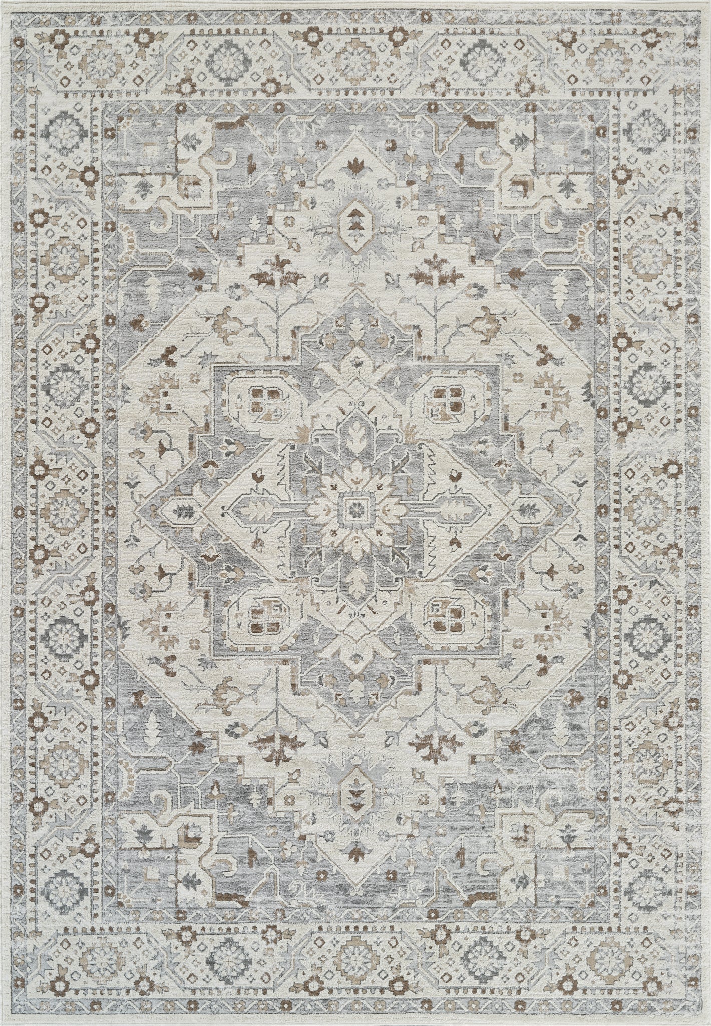 Alfombra persa oriental gris nómada