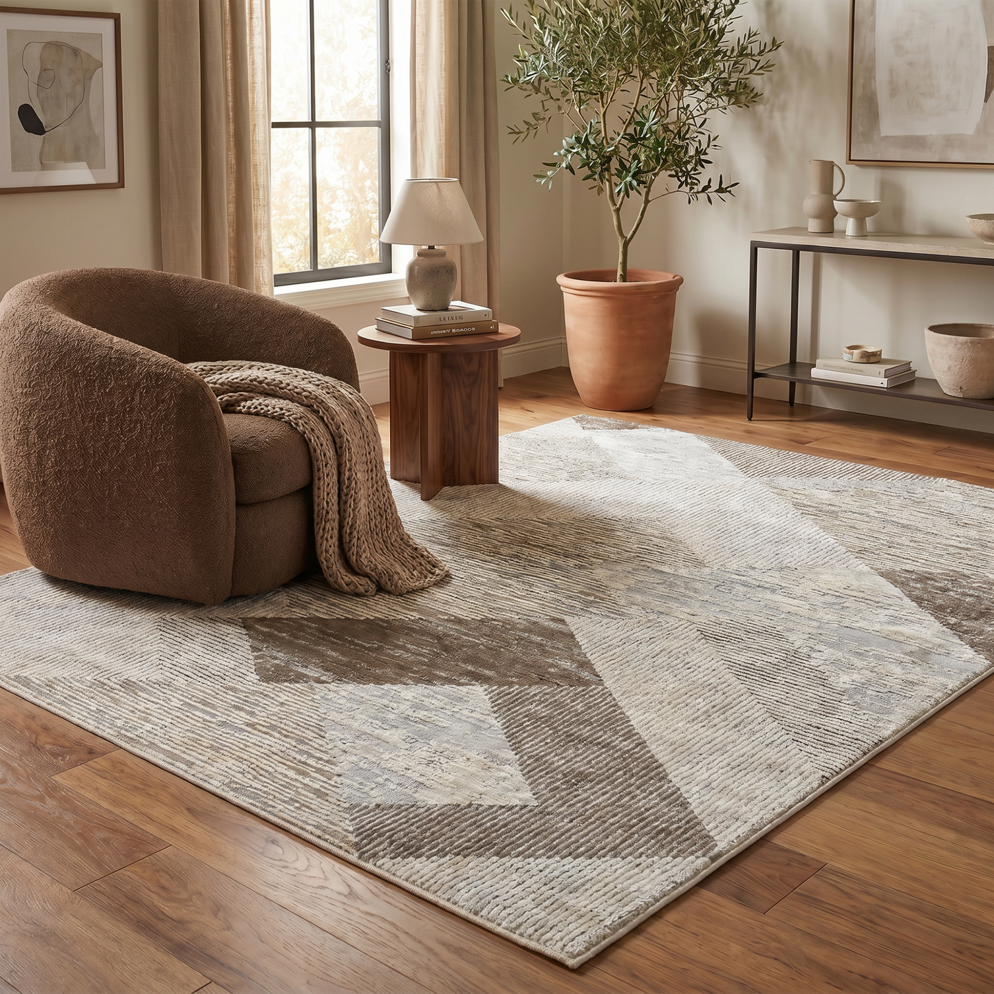 Alfombra beige moderna abstracta Nomad