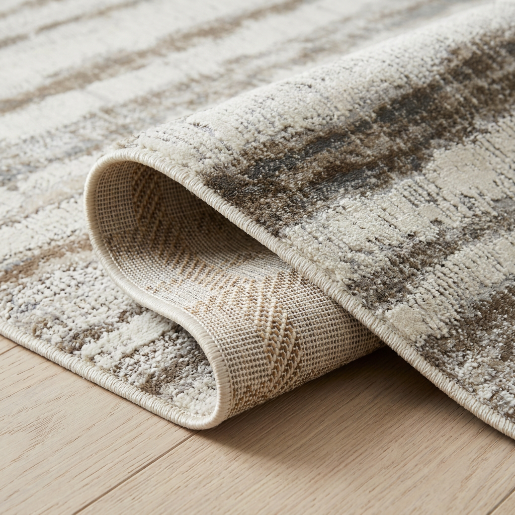 Elva Striped Contemporary Beige and Brown Indoor Rug