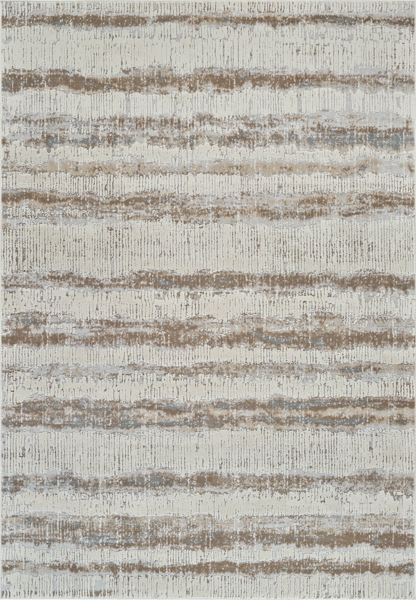 Elva Striped Contemporary Beige and Brown Indoor Rug