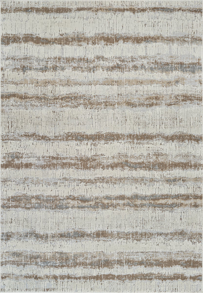 Elva Striped Contemporary Beige and Brown Indoor Rug