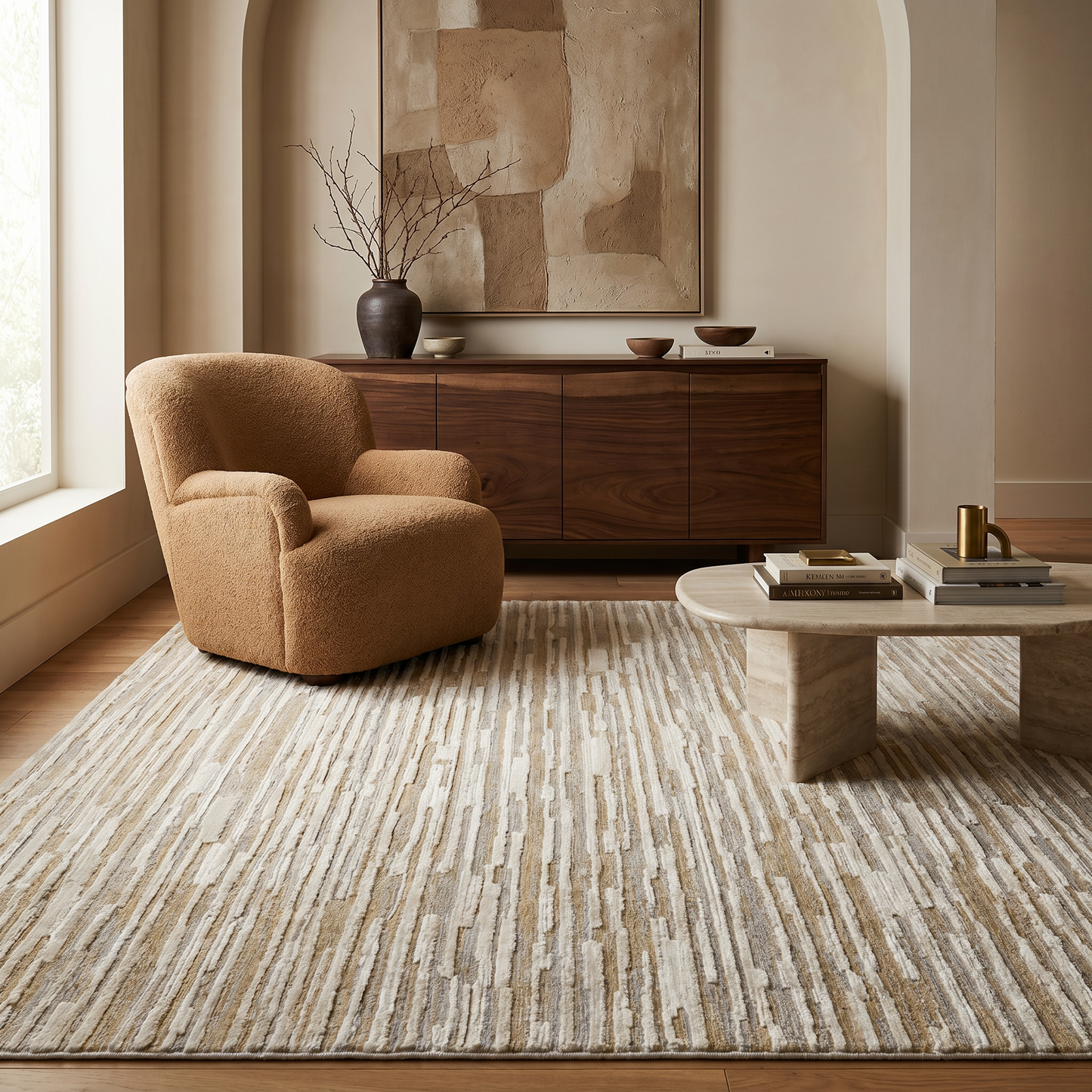 Alfombra beige moderna abstracta Nomad