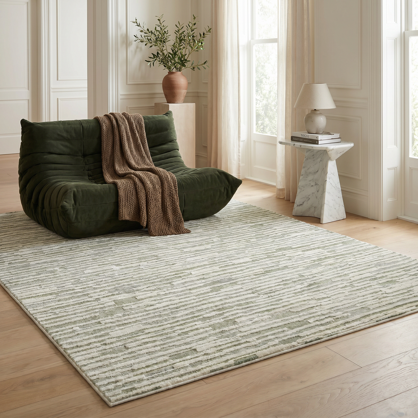 Alfombra verde moderna abstracta Nomad