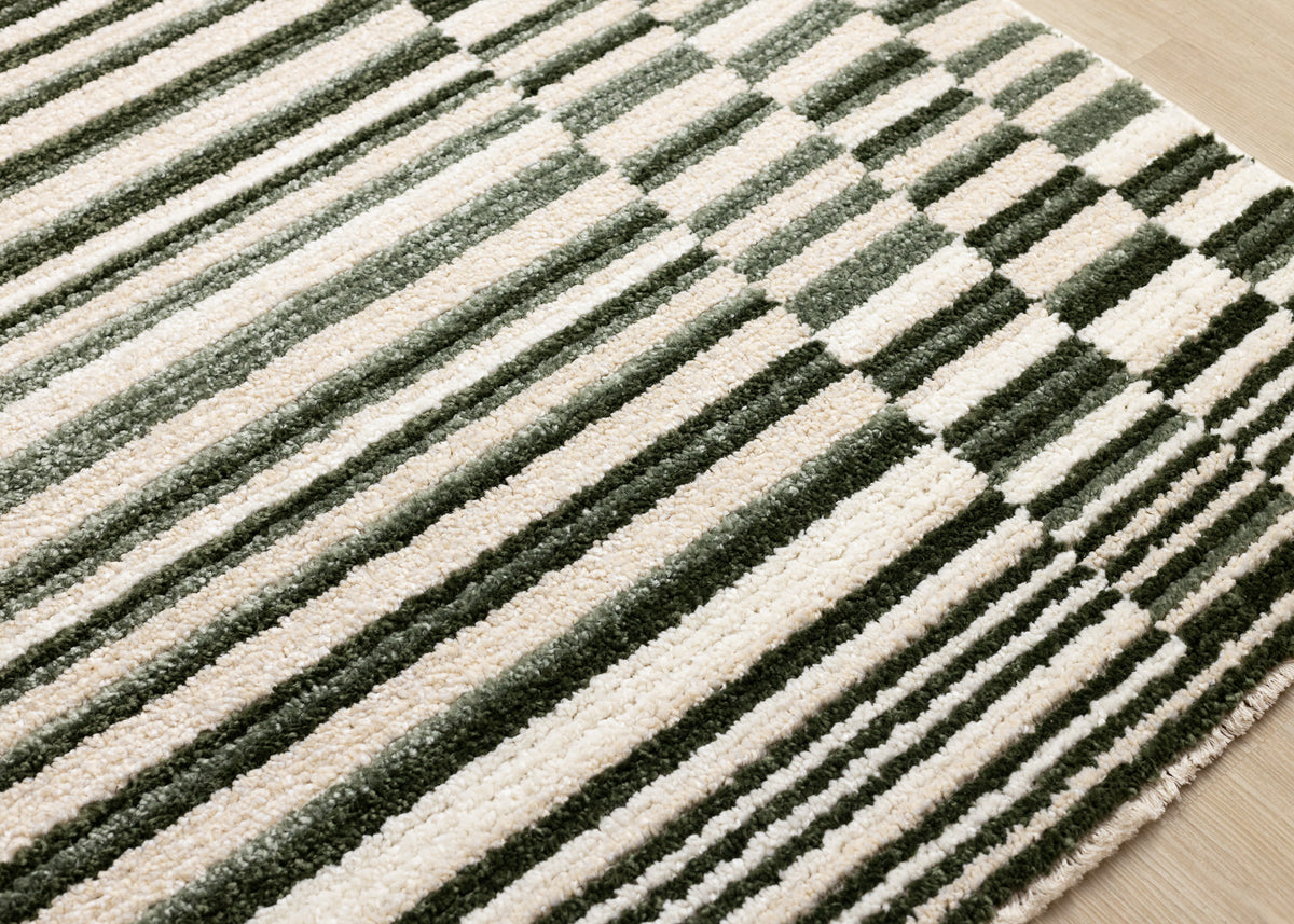 Contemporary Stripes Green Area Rug