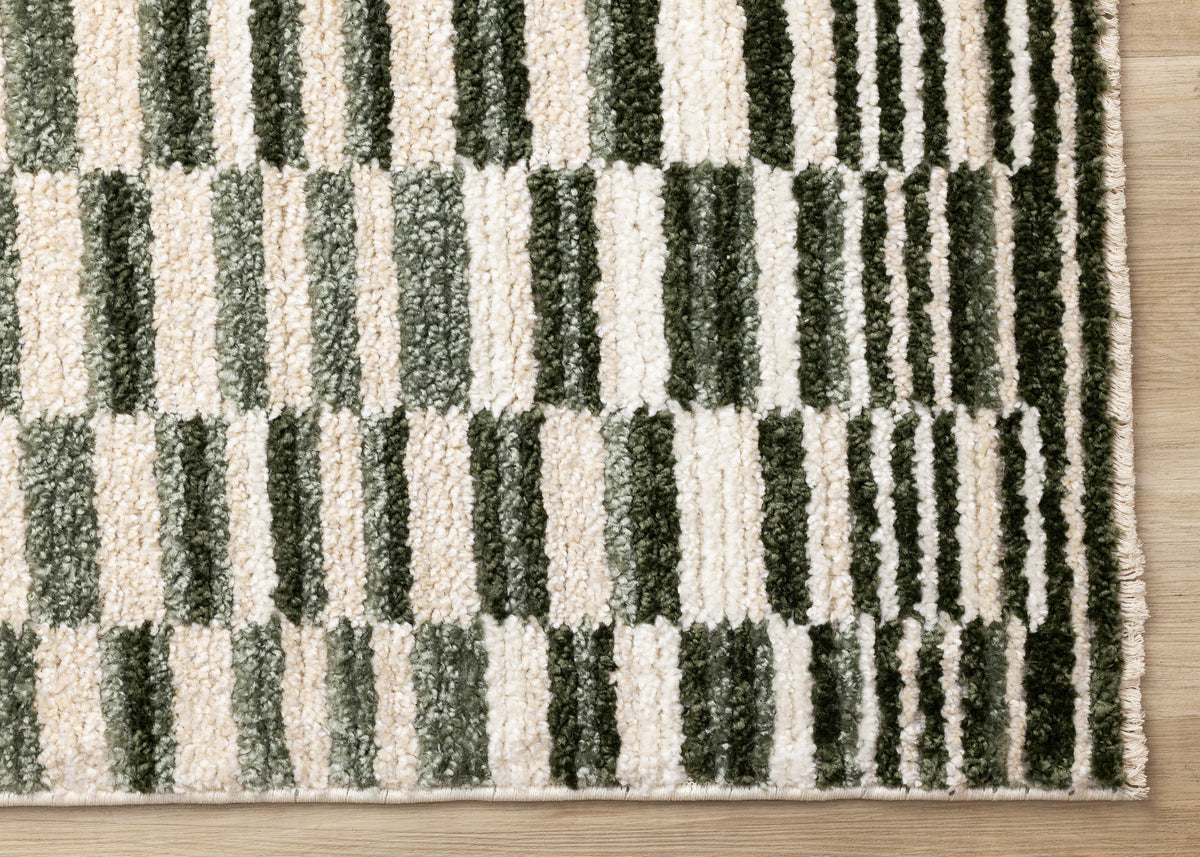 Contemporary Stripes Green Area Rug