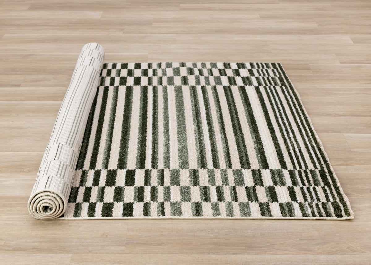 Contemporary Stripes Green Area Rug