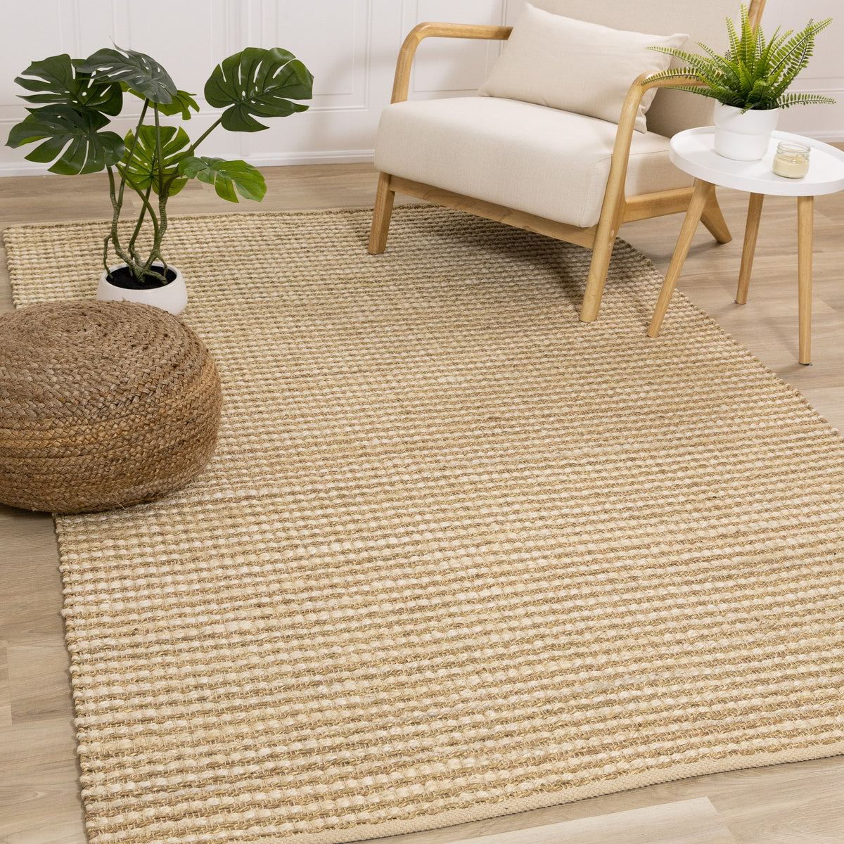 Tapis contemporain beige uni/tonal