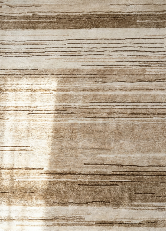 Esker Linear Abstract Contemporary Beige and Brown Indoor Rug