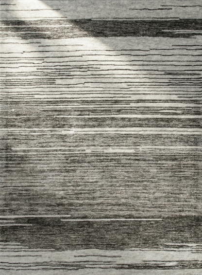 Esker Linear Abstract Contemporary Grey and Black Indoor Rug