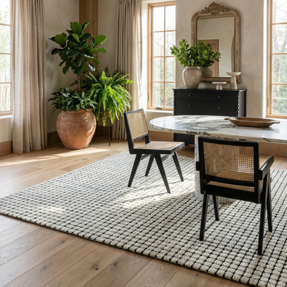 Tapis beige moderne à carreaux Maya