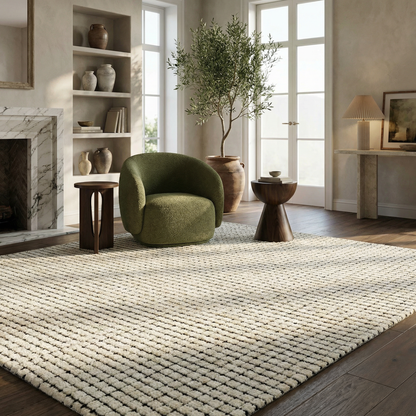 Tapis beige moderne à carreaux Maya