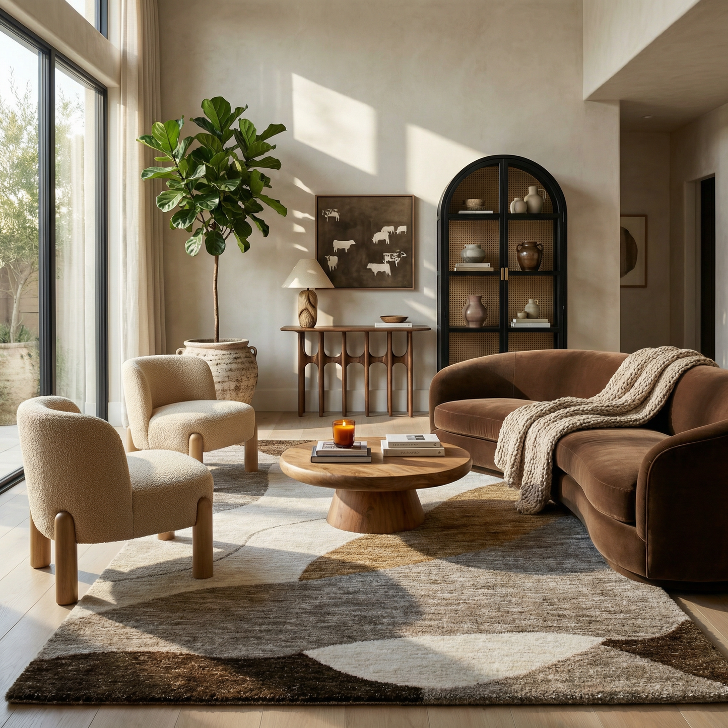 Alfombra beige moderna abstracta Maya