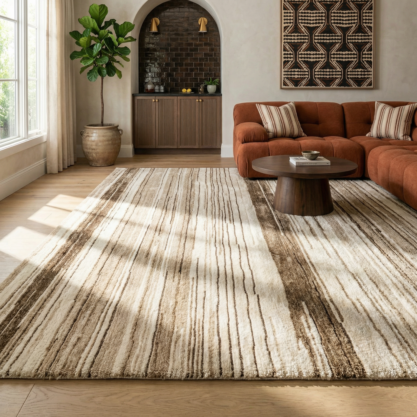 Alfombra beige moderna abstracta Maya