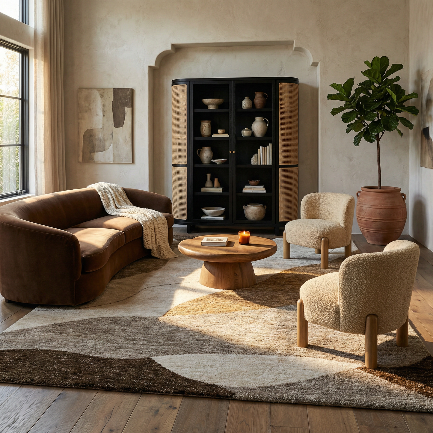 Alfombra beige moderna abstracta Maya