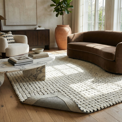 Tapis beige moderne à carreaux Maya