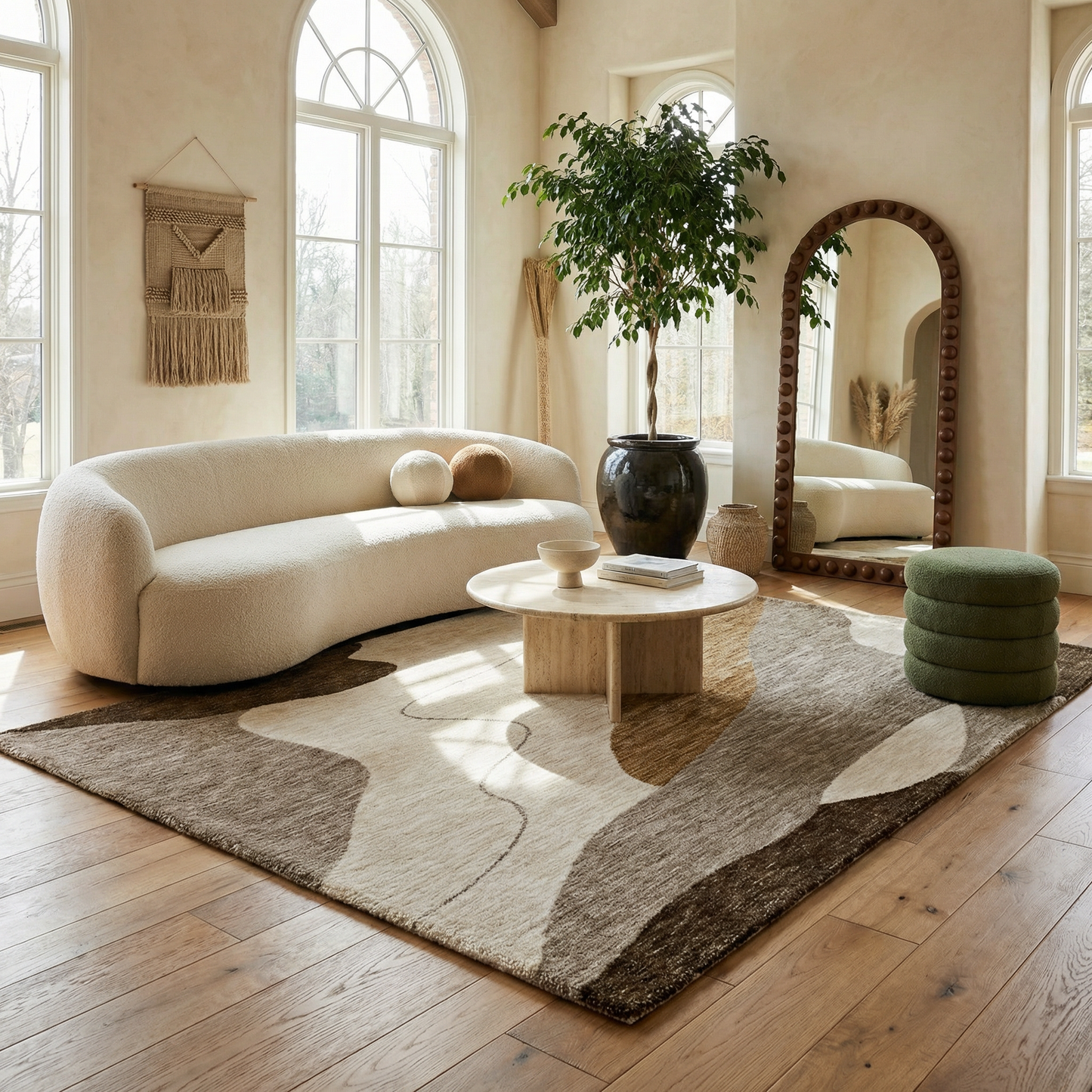Alfombra beige moderna abstracta Maya
