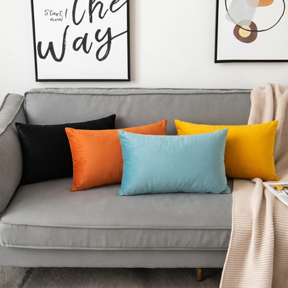 Soft Velvet Aqua Pillow with Insert & Cover