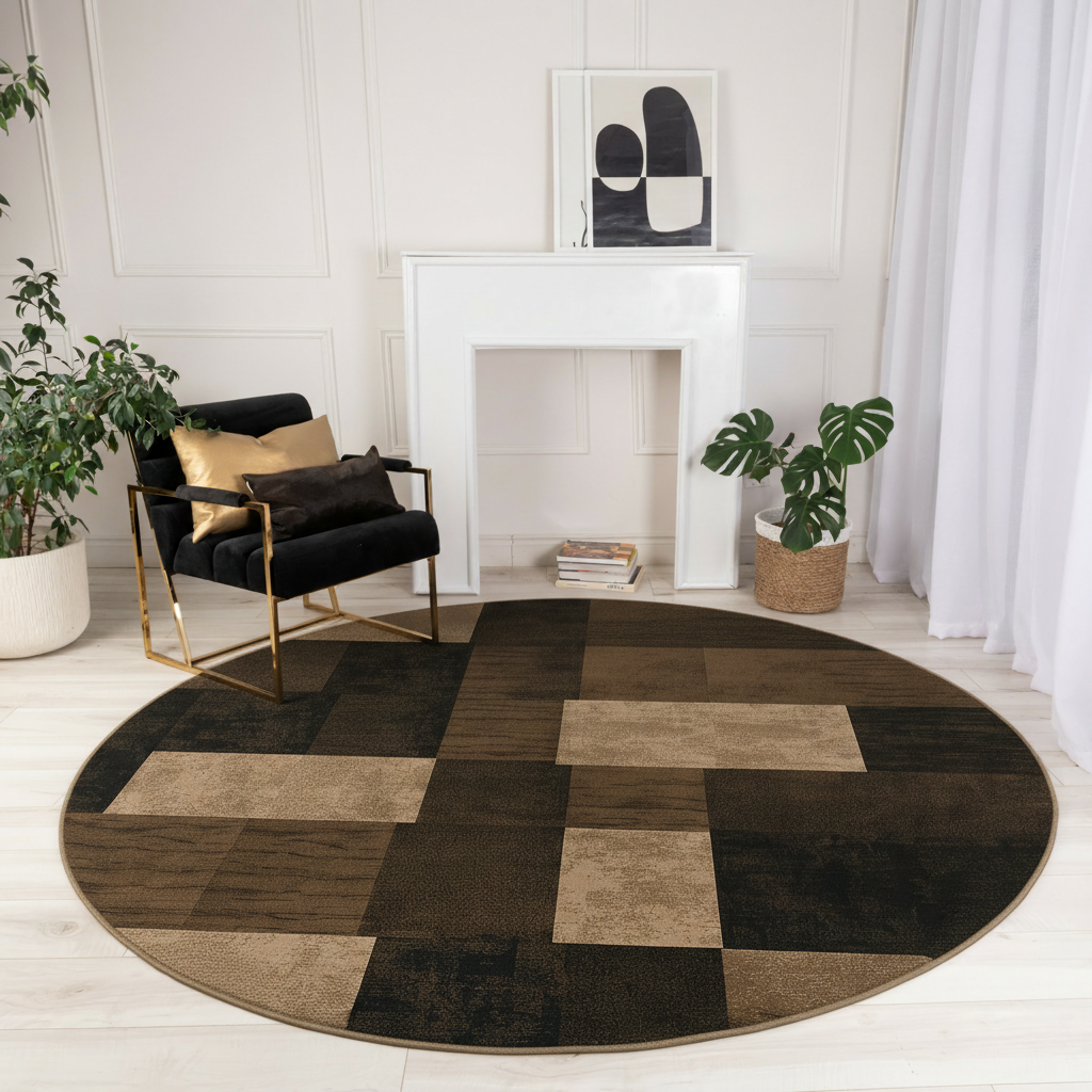 Dhruv Geometric Contemporary Brown and Beige Indoor Rug