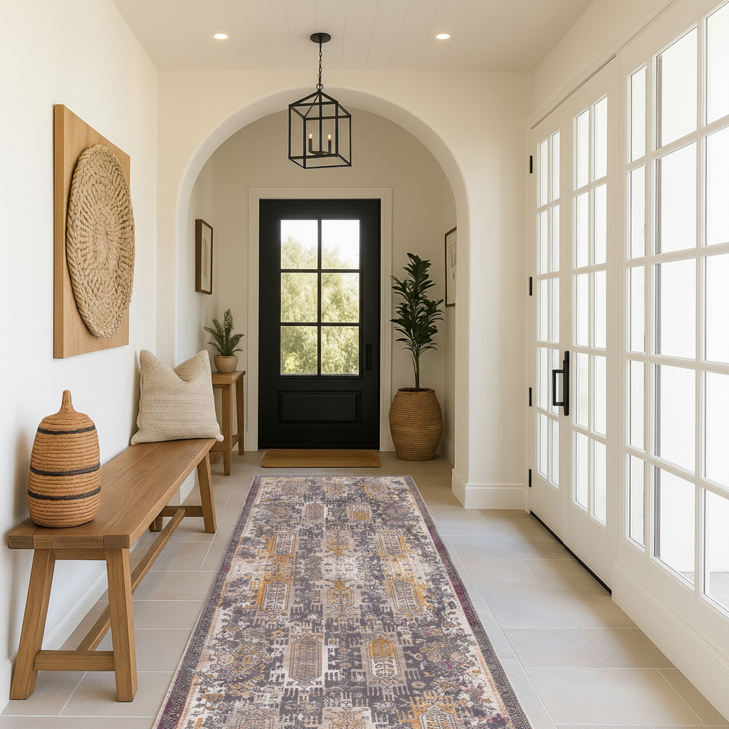 Paletta Distressed Medallion Transitional Grey and Beige Indoor Rug