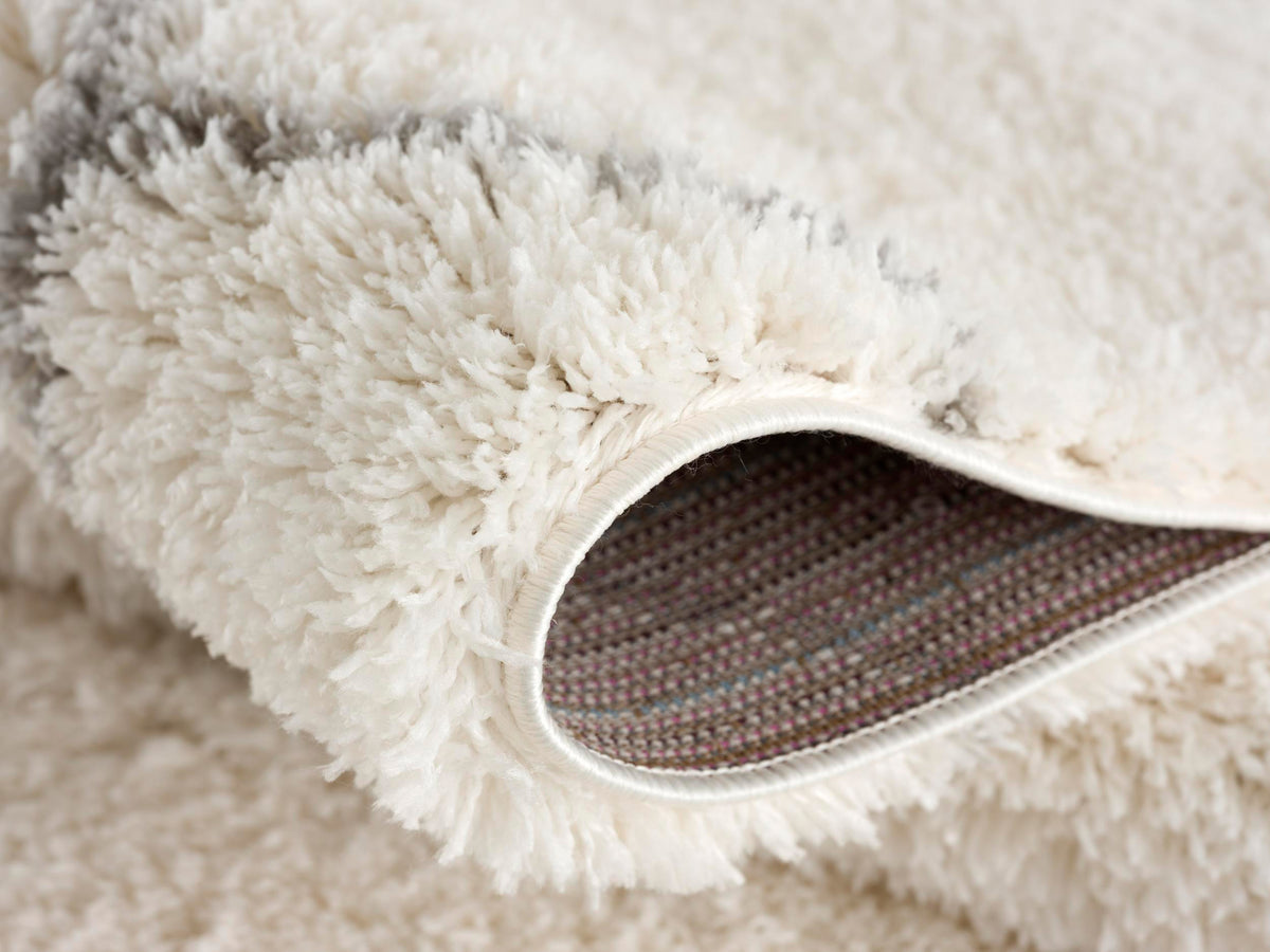 Tapis Linea à treillis contemporain blanc et gris