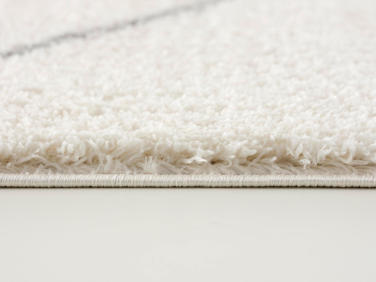 Tapis Linea à treillis contemporain blanc et gris