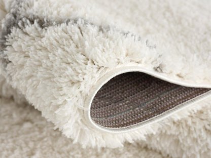 Alfombra retro bohemia de pelo largo blanca