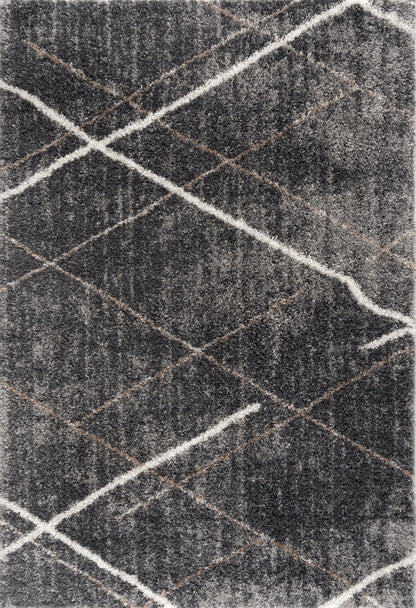 Alfombra peluda geométrica retro gris