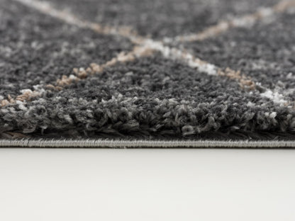 Alfombra peluda geométrica retro gris