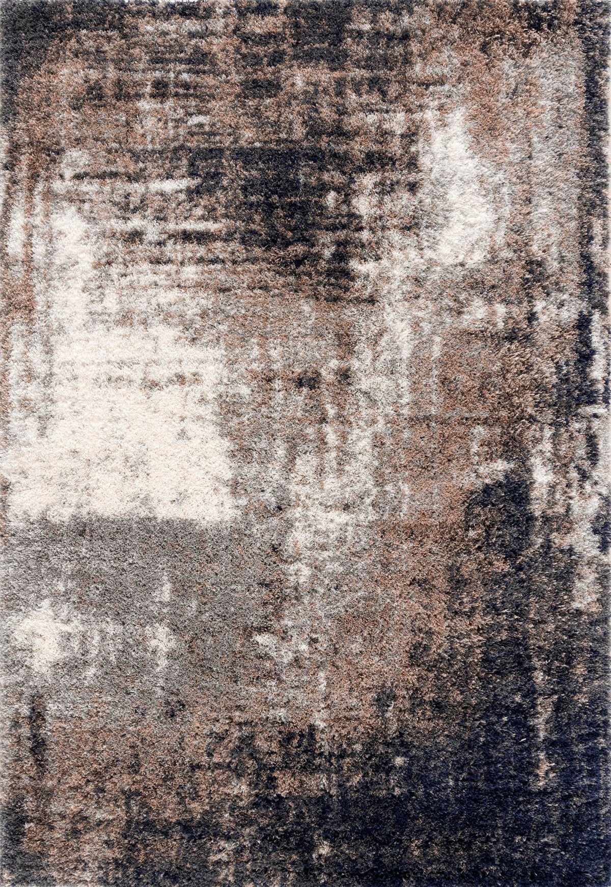 Tapis Sumi abstrait contemporain gris et blanc