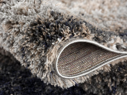 Alfombra retro abstracta de pelo largo gris